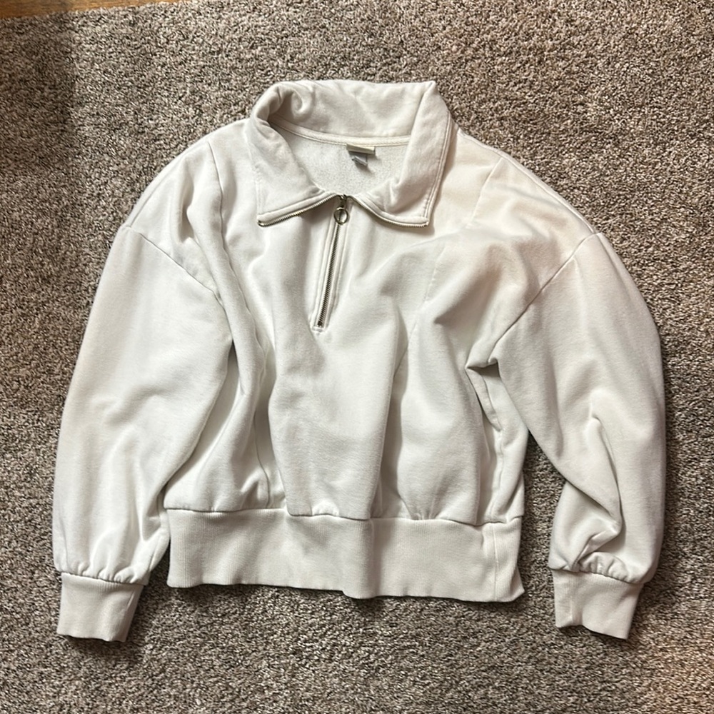 Cozy White Quarter-Zip Sweater